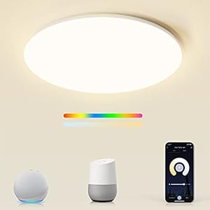 Maxcio Alexa LED plafondlamp dimbaar, 24W slimme plafondlamp RGB kleurverandering, wifi lamp voor woonkamer, kinderkamer, slaapkamer, compatibel met Alexa, Google Assistant, slimme woonaccessoires