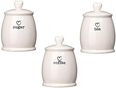 Complete Range Of Charm White Dolomite Kitchen Accessories (tea/coffee/sugar jars)