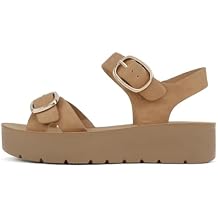 Soda Jolin  Women Crisscross Band Low Platform Sandals with Buckle Straps