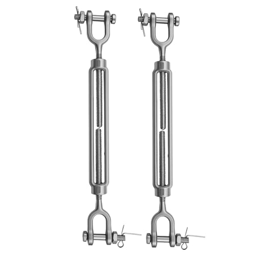 Turnbuckles, Jaw Jaw Turnbuckles, PIUM 2 Pcs 1/2 Galvanized Steel Turnbuckles, M12 Heavy Duty Marine Turnbuckles with 4000lbs Working Load Limit for Sunshade Railing, Fencing, Clothline, Lifting