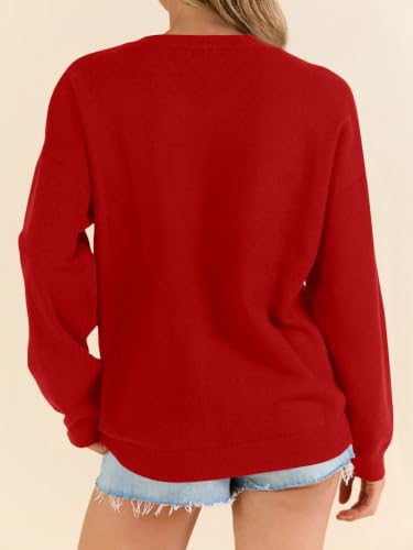 Image of Dressmine Womens American Flag Knit Sweater Crew Neck Long Sleeve Pullover