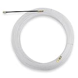 WORLDLAR. Guía pasa cables profesional 20 metros. 3mm de diámetro. Guía pasahilos resistente y duradera. Ideal para la instalación de cables. Color blanco.