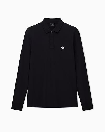 Armani Exchange Polo à Manches Longues avec Logo Monogramme latéral pour Homme, Noir, Taille M,...