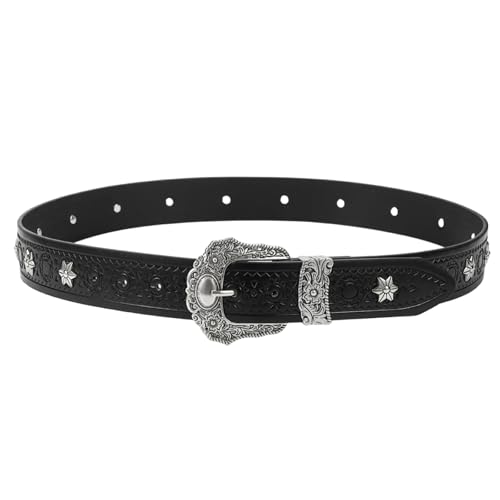 Stylish Black PU Belt Embellished Rivet Star Waist Belts for Men and Women and Casual Wear4
