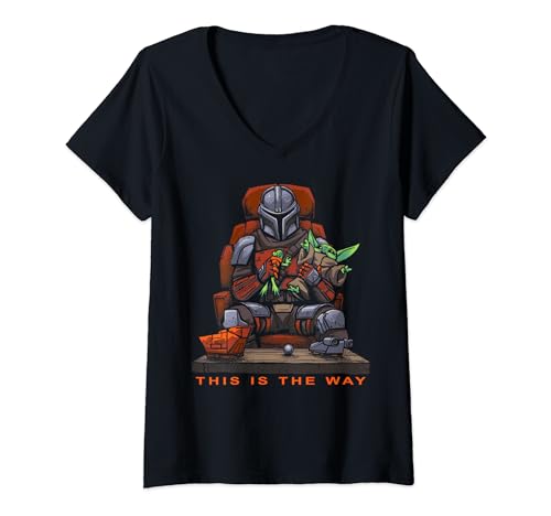 T-shirt Star Wars The Mandalorian col en V vêtement mode femme