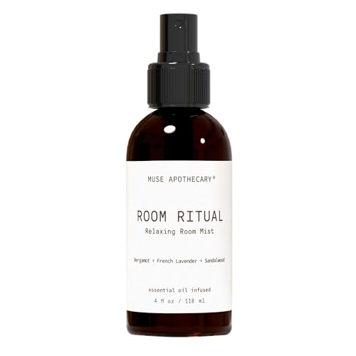 Muse Apothecary Room Ritual - Aromatic and Relaxing Room Mist Infused with Natural Essential Oils - 4oz Bergamot + French Lavender + Sandalwood