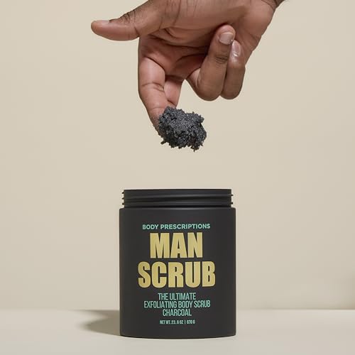 Body Prescriptions Men’s Exfoliating Body Scrub – Ultimate Skin Cleansing Wash in Jar with Twist-Top Lid, For All Skin Types, 21 Ounce (Pack of 1), Charcoal - Image 4