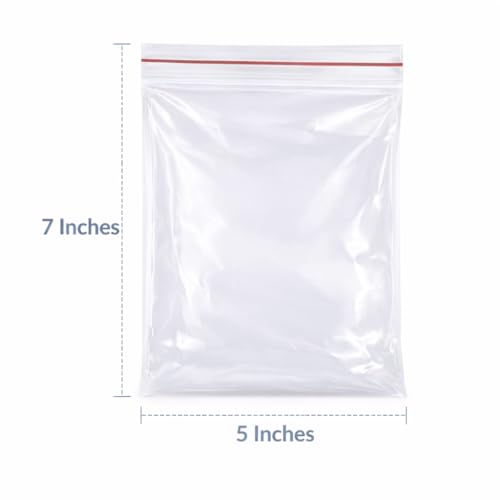Image of Zip Lock Clear Plastic Storage Bags| Resealable Clear Plastic Bags| Durable and Leak-Proof |Square Pouches with Press Seal Apply To Kitchen Storage and Jewellery Packaging-5 * 7-100Pack