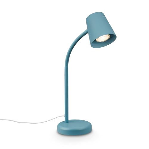 BRILONER - Lámpara Escritorio Orientable, Lamparas de Mesita de Noche, Lámpara de Mesa GU10 para Oficina, con Interruptor de Cable, Lampara Lectura, Lampara de Escritorio, Luz Escritorio, Azul