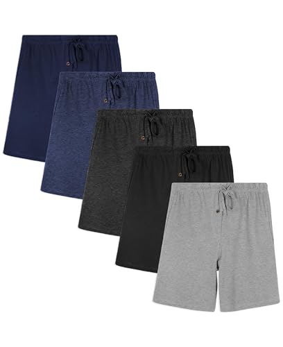 Andrew Scott Men's Lounge Shorts | Drawstring & Pockets Cotton PJ-Sleep Short Bottoms | Multi Packs