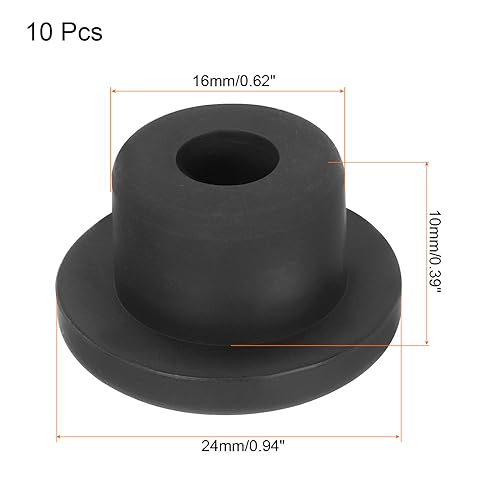 Image of UXCELL High Temp Silicone T Shaped Rubber Stopper Hole Plugs - Dia 16mm /0.62 inch, Black, Pack of 10 (OD 24mm) - Waterproof & Sealing Plugs for Powder Coating & Plating