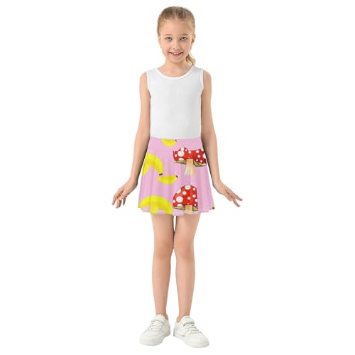 Custom Athletic Shorts for Girls Skorts Toddlers Tennis Skirts School Mushrooms Yellow Banana Pink 4t3