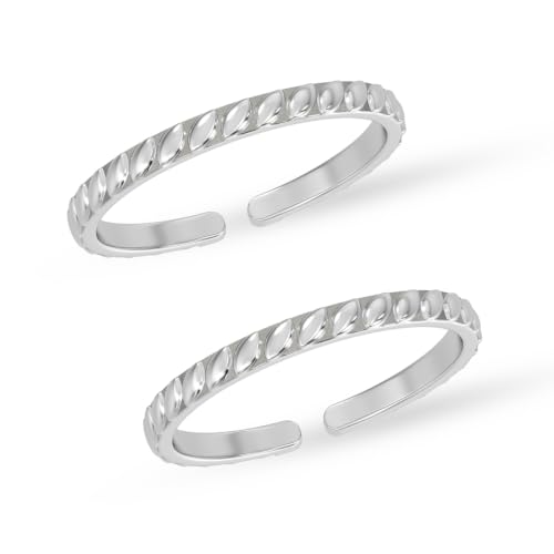 Image of Clara 925 Sterling Silver Size Adjustable Toe Rings Pair Gift for Women