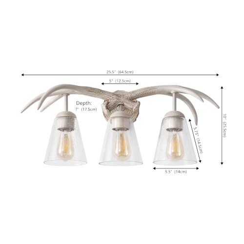 Image of JONATHAN Y Wyatt 25.5 inch Antique White 3-Light Faux Antler Vanity Light
