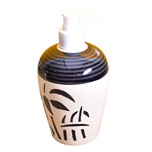 Image of Ceramic Liquid Soap Dispenser, 450 ml, White Tree | Refillable Pump Bottle for Hand Wash, Lotion, Shampoo & Kitchen Use, 1 Piece