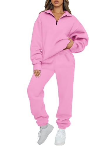 Image of AUTOMET Women's Sweatsuits 2 Piece Outfits Lounge Sets | Cozy Airport Outfits,Casual Sweat Sets for Fall and Winter,Half Zip Pullover and Baggy Sweatpants with Pockets