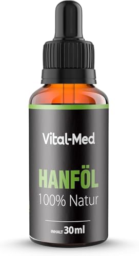 Vital-Med hochdosiertes Hanföl mit 30ML (750 Tropfen) und 25mg pro Tropfen - Premium Vital Hanfsamenöl - 100% Natur - Hanftropfen mit Omega 3-6-9 (Orange)