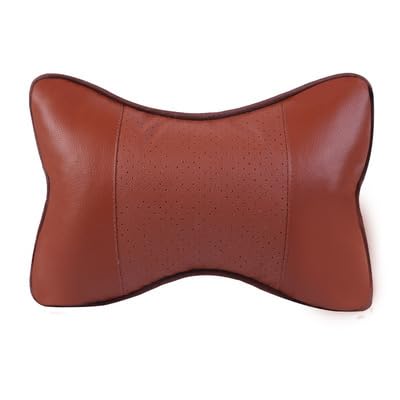 Car interior - 1pc Car Neck Pillows Pu Leather Head Support Universal Cushion For Car Accessories For Cars Equus Teslas Model X Car Products (Red)