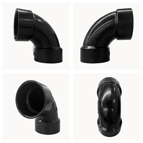 Image of LESSO 3 inch ABS 90 Degree Sweep Elbow, DWV 3 inch ABS Pipe Fittings, High Flow Capacity for Plumbing and Pool Systems, Black
