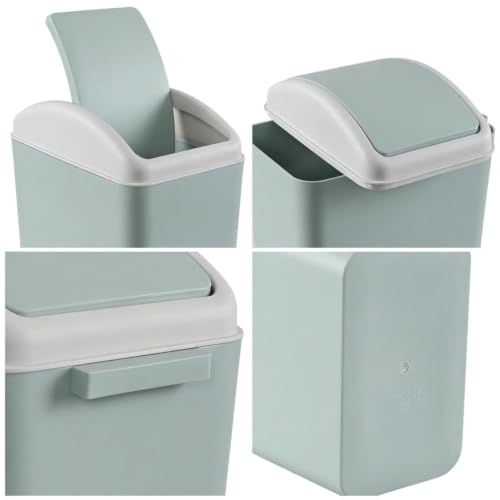 Image of 4.5 Gallon Plastic Trash Can with Lid, Swing Top Garbage Bin, Blue | Small Slim Swing Lid Trash Bin