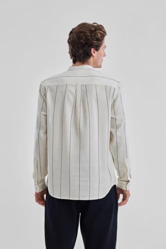 Image of SNITCH Men Casual Shirt for Smart & Everyday Wear | Regular Fit Full Sleeve Point Collar Striped Pattern | Breathable Cotton Blend Fabric for All Day Comfort