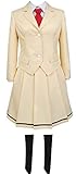 Nsoking Anime Cosplay Watamote Costume School Uniform Dress Suit Kuroki Tomoko Yellow Coat Shirt Skirt Halloween Custom (Mens, X-Large)