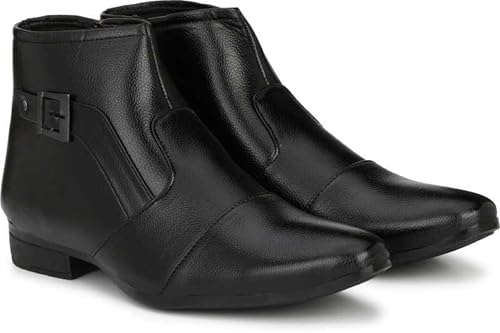 Image of Mens Black Synthetic Zip Slip on Perfect Style Formal Boot (8)