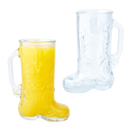 DICOSMETIC Lot de 2 tasses en verre - Bottes de cowboy - 17 oz - Transparent - Bottes de cowboy - Tasse à bière - Verre transparent - En forme de botte -...