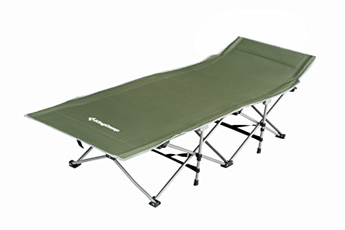 KingCamp Strong Stable Folding Camping Bed Cot with Carry Bag (Green)