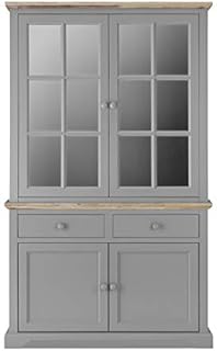 Florence Display Cabinet, Solidly built white glass dresser with 2 door bottom cupboard with shelf and 2 spacious drawerws. FULLY ASSEMBLED