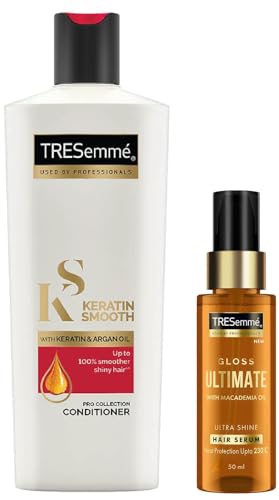 TRESemme Gloss Ultimate Ultra Shine Hair Serum 50ml with Macadamia Oil & Vitamin E & Tresemme Keratin Smooth Combo