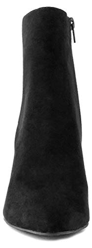 Sugar Women's Winter Chelsea Booties - Chunky High Heel, Pointed Toe, Fashion Ankle Boots-Evvie-Black Micro-84