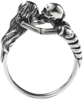 Jeulia Gothic Black Skull Rings Sterling Silver Kiss of Death Ske...