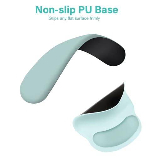 Image of MOSISO Wrist Rest Support for Mouse Pad&Keyboard Set, Circle Curved Ergonomic Mousepad&Coaster Non-Slip Base Home /Office Pain Relief&Easy Typing Pad with Soft Cloth&Raised Memory Foam, Aquamarine