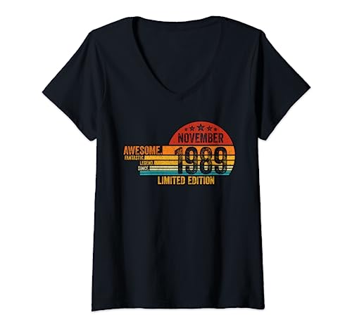 Regalo De Cumpleaños, Impresionante Desde Noviembre 1989 Camiseta Cuello V