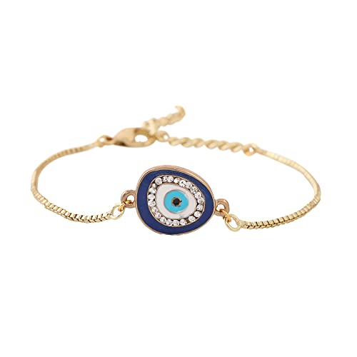 Estele Jewellery Bracelet For Women Gold Plated Evil Eye Designer Rakhi Bracelet With Navy Blue Enamel & Crystals for Men & Women-102097-YBBL BR (B0B4WCF47P) Amazon Price History, Amazon Price Tracker