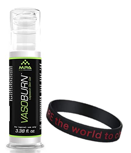 SleekMax MPA Vasoburn Capsaicin Skin-Gel Pump Bottle Targets Stubborn Areas Capsaicin Cream yohimbine Cream Bundle with a Motivational Bracelet by SleekMax to Motivate and Support You (3.38 oz.)