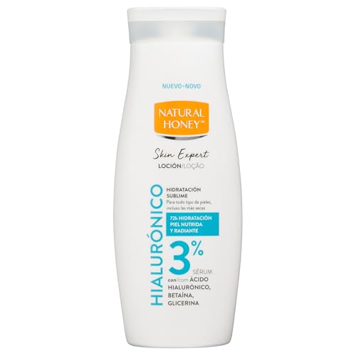 Natural Honey, Skin Expert Loción Corporal con Ácido Hialurónico para Pieles Secas, Piel Nutrida y Radiante con 3% de Sérum Activo, 72H de Hidratación Profunda, Textura Ligera, Rápida Absorción
