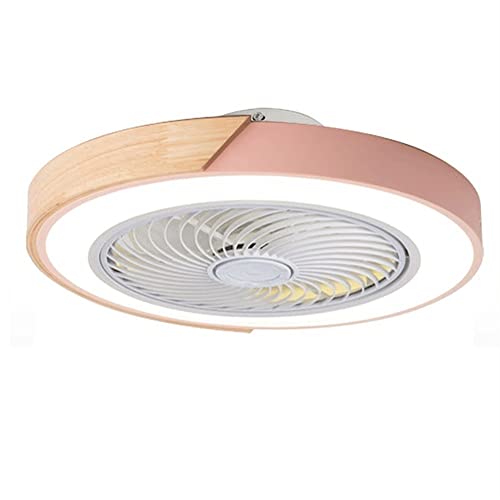 Wmmner Lámpara Colgante, Modernos Ventiladores de Techo Redondos con Luz Y Decoración Remota de Madera 3 Colores 3 Velocidades Qventiladores de Techo Uiet con Lámpara Cerrada Ventilador de Techo de Pe
