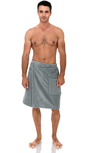 TowelSelections Mens Shower Wrap Adjustable Cotton Terry Velour Wrap Gym Body Cover Up3