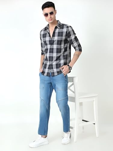 Image of GLORYBOYZ Men's Full Sleeve Checkered Casual Cotton Shirt S-2XL