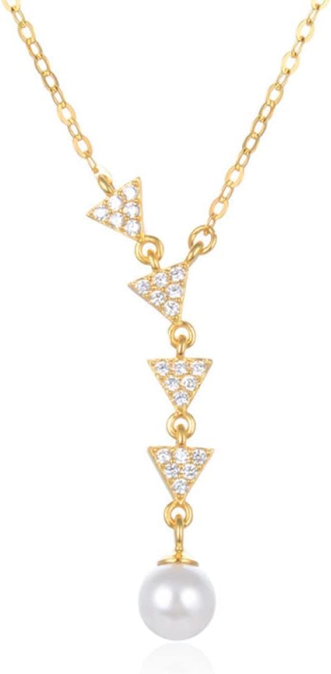 Collier en Argent Sterling S925 et perle délicate avec pendentif géométrique pour femme