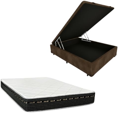 Cama Box Baú Blindada com Colchão Eagle Molas Bonnel 22cm (SUEDE ...