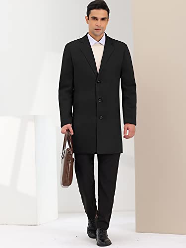 Image of Lars Amadeus Men's Trench Coat Notch Lapel Single Breasted Classic Long Pea Coats Overcoat