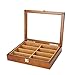 Uhrenbox Uhrenrolle Uhrenetui Uhrenhalter Quarz-Uhrengläser 8-Gitter-Schmuck-Aufbewahrungsbox Aus Holz Mit Transparenter Oberer Abdeckung Uhrenaufbewahrung (Color : B, Size : 33.7 * 26.3 * 6.3Cm)