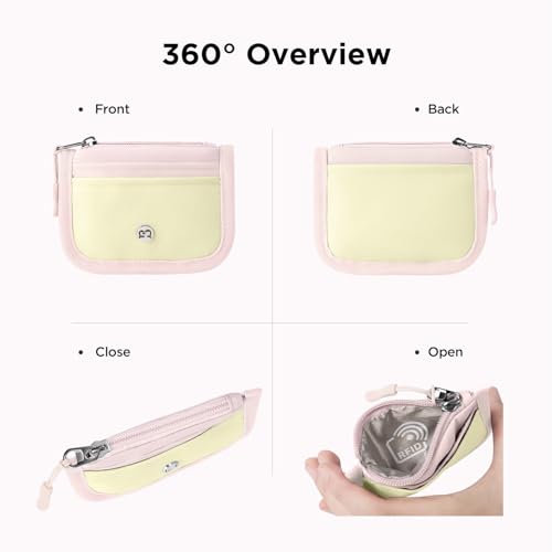 Image of Babysun Mini Rfid Card Holder Slim Wallet with Change Zipper Pocket /3 Crad Slots /Key Ring, Small Wallet Thin Credit Card Wallet for Women & Men