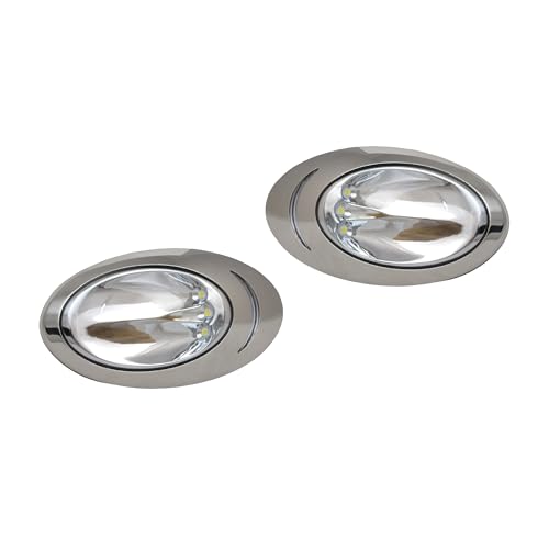 Manufacturers Select ITC Side Mounted LED Backing & Docking Lights for Boats and RV - Polished Stainless Steel Housing with 300 Lumen Output - Left & Right Pair