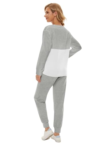 Image of Fengbay Two Piece Outfits for women Long Sleeve Crewneck Pullover Tops And Pants Sweatsuits Lounge Set with Pockets 2026