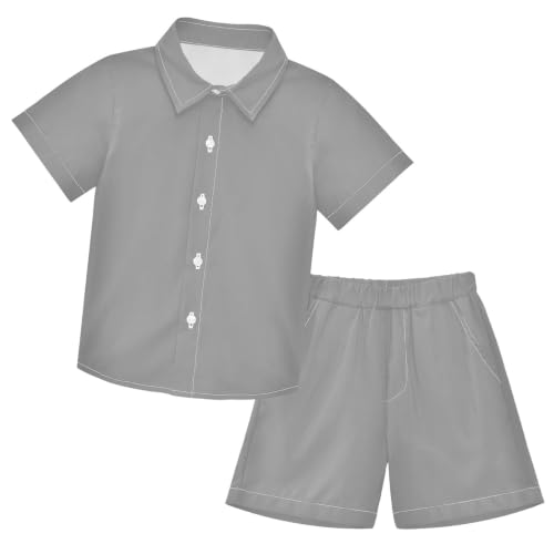 Image of 3T Toddler Boy Shorts Set Teal Hawaiian Button Down Shirts Summer Outfits for Little Boy