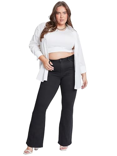 YMI Women's Plus Size Hyperdenim Super Stretchy Flare Jeans4